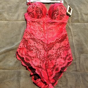 French Affair push-up bodysuit. red with black. Size medium BRAND NEW WITH TAGS